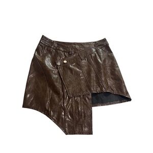 NWT✨ Brown faux Leather Asymmetrical Skirt
